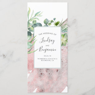 Succulents Greenery Rose Gold Wedding Programs