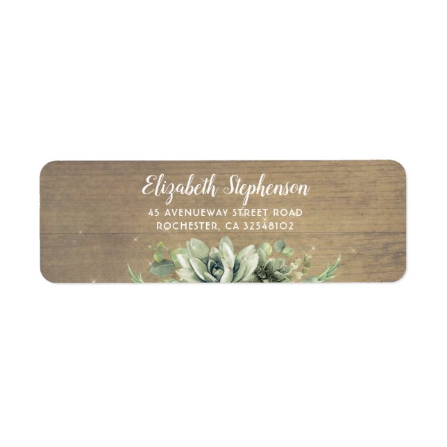 Succulents Greenery Rustic Country Label (Front)