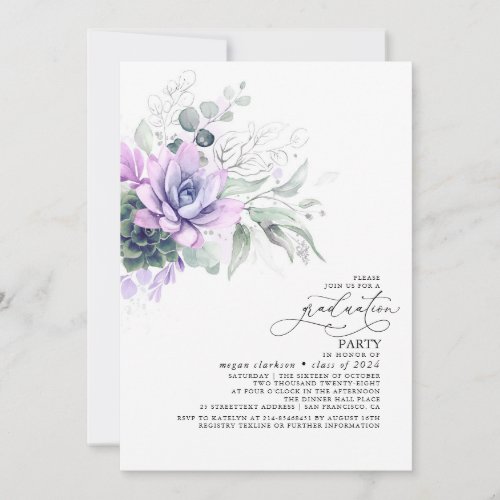 Succulents Greenery Silver Leaves Boho Graduation