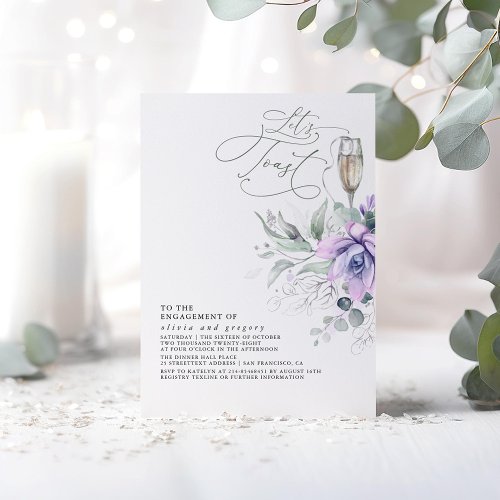 Succulents Greenery Silver Leaves Engagement Party Invitation