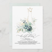 Succulents Greenery Wedding Dress Bridal Shower Invitation (Front/Back)