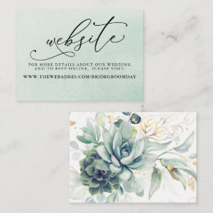 Succulents Greenery Wedding Website Card