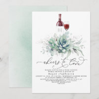 Succulents Greenery Wine Tasting Bridal Shower Inv