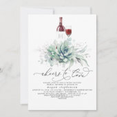 Succulents Greenery Wine Tasting Bridal Shower Inv Invitation (Front)