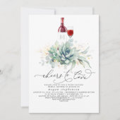 Succulents Greenery Wine Tasting Bridal Shower Invitation (Front)