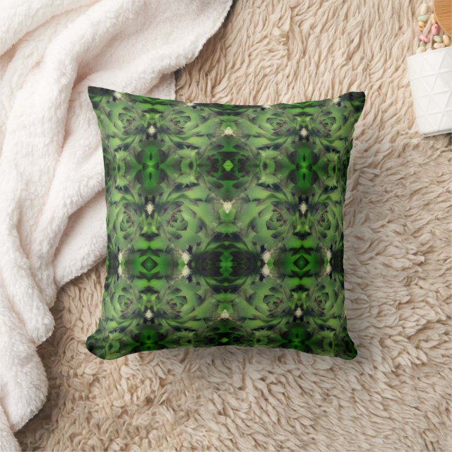 Succulents Hens And Chicks Abstract          Throw Pillow (Blanket)