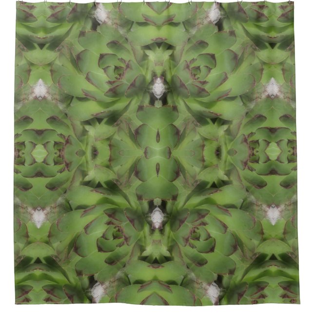 Succulents Hens And Chicks Nature Art Shower Curtain (Front)