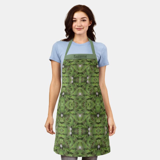 Succulents Hens And Chicks Personalized         Apron (Worn)