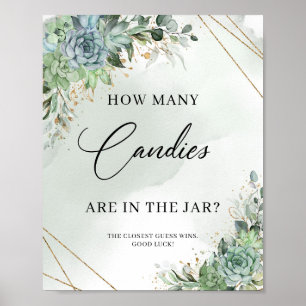 Succulents How Many Candies Are In The Jar Poster