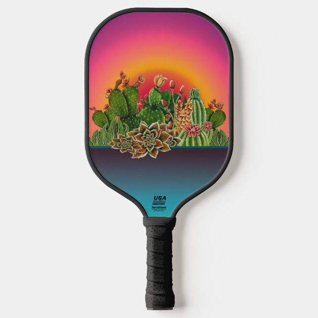 Succulents in Coffee Cups Carbon Fiber Pickle Carbon Fiber Pickleball Paddle (Front)