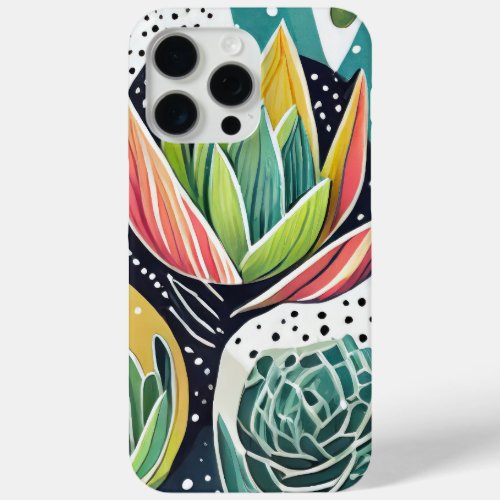 Succulents in green and pink iPhone 15 pro max case