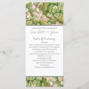 Succulents in lantern Rustic Wedding programs