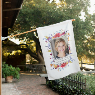 Succulents In Loving Memory Memorial Floral Photo House Flag