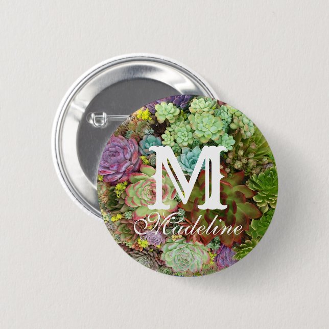 Succulents in Planter Button (Front & Back)