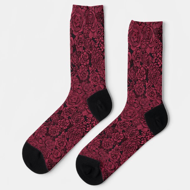Succulents in Viva Magenta- Color of the Yea socks (Left)