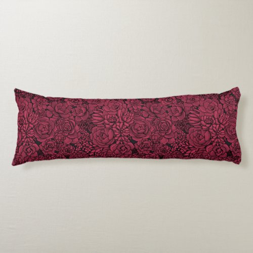 Succulents in Viva Magenta_ Color of the Year 2023 Body Pillow