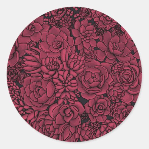 Succulents in Viva Magenta_ Color of the Year 2023 Classic Round Sticker
