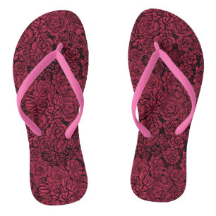 Succulents in Viva Magenta- Color of the Year 2023 Flip Flops
