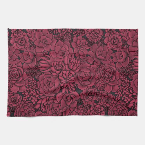 Succulents in Viva Magenta_ Color of the Year 2023 Kitchen Towel