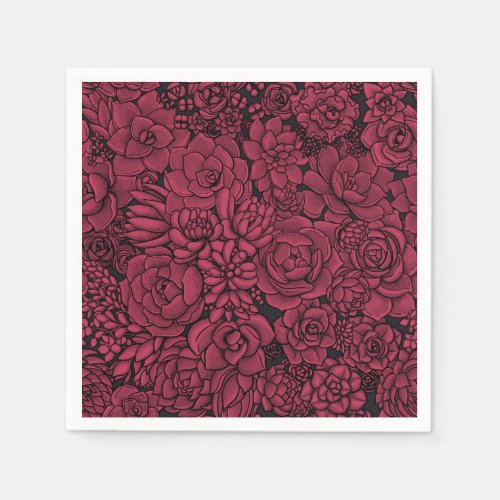 Succulents in Viva Magenta_ Color of the Year 2023 Napkins