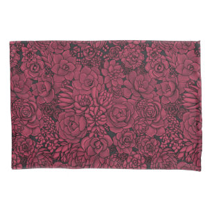Succulents in Viva Magenta- Color of the Year 2023 Pillow Case