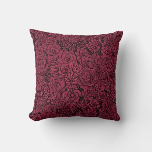 Succulents in Viva Magenta_ Color of the Year 2023 Throw Pillow