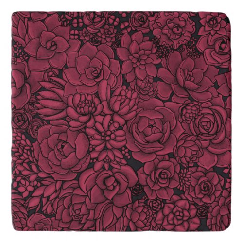 Succulents in Viva Magenta_ Color of the Year 2023 Trivet