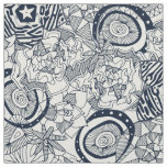 succulents ivory indigo fabric