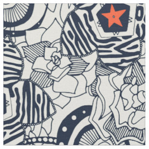 succulents ivory orange star fabric