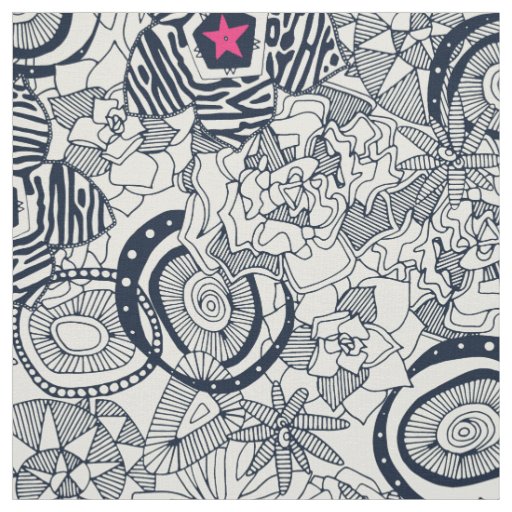 succulents ivory pink star fabric