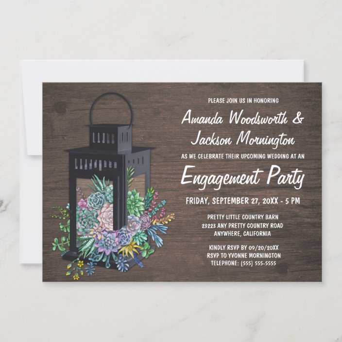 Succulents + Lantern Engagement Party Invitations