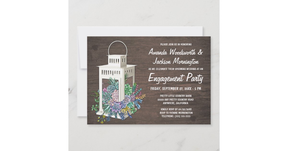 Succulents + Lantern Engagement Party Invitations