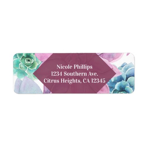 Succulents Modern Chic Marble Bridal Shower Fiesta Label