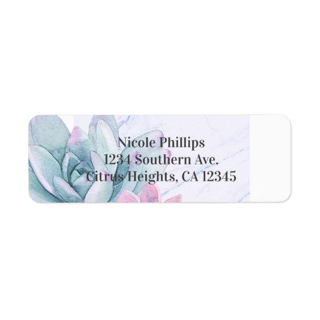 Succulents Modern Chic Marble Bridal Shower Fiesta Label (Front)