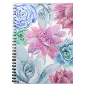Succulents Modern Chic Marble Fiesta Garden Floral Notebook