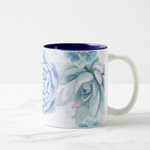 Succulents Modern Chic Marble Fiesta Garden Floral Two-Tone Coffee Mug