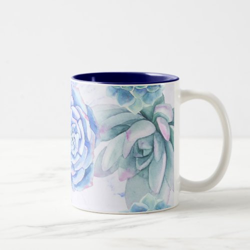 Succulents Modern Chic Marble Fiesta Garden Floral Two_Tone Coffee Mug