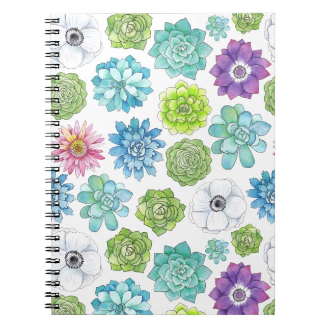 Succulents - multi colored - notebook (Front)