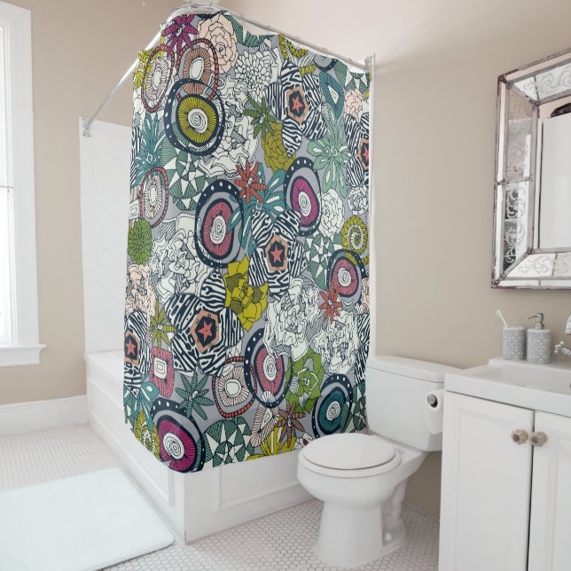 succulents multi light shower curtain (In Situ)