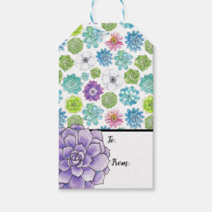 Succulents - multicolored - 2 sided - customizable gift tags