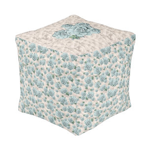 Succulents on the Beach Pattern Pouf