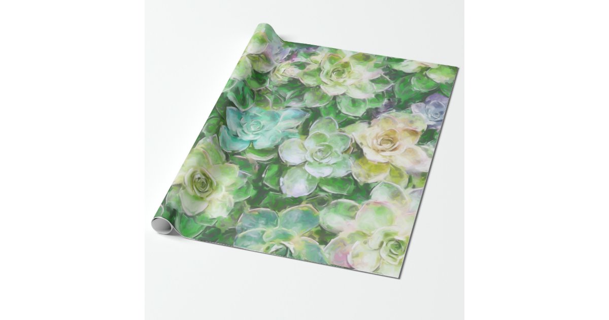 Succulents Painting By Cindy Bendel Wrapping Paper Zazzle Com