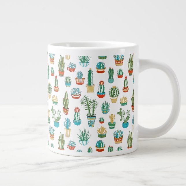 Succulents Pattern Giant Coffee Mug (Right)