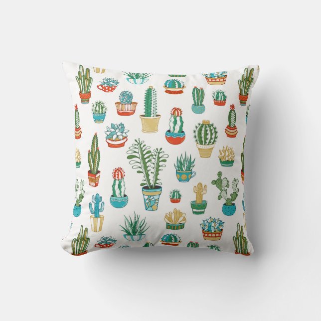 Succulents Pattern Throw Pillow (Front)