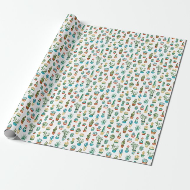 Succulents Pattern Wrapping Paper (Unrolled)