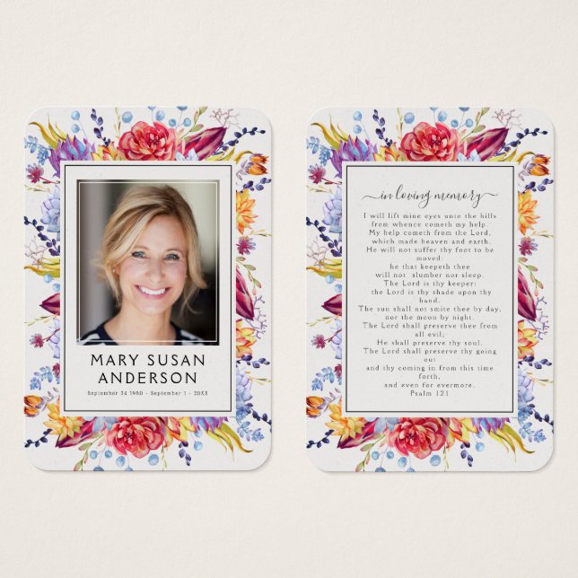 Succulents Photo Funeral Memorial Prayer Card (Front & Back)
