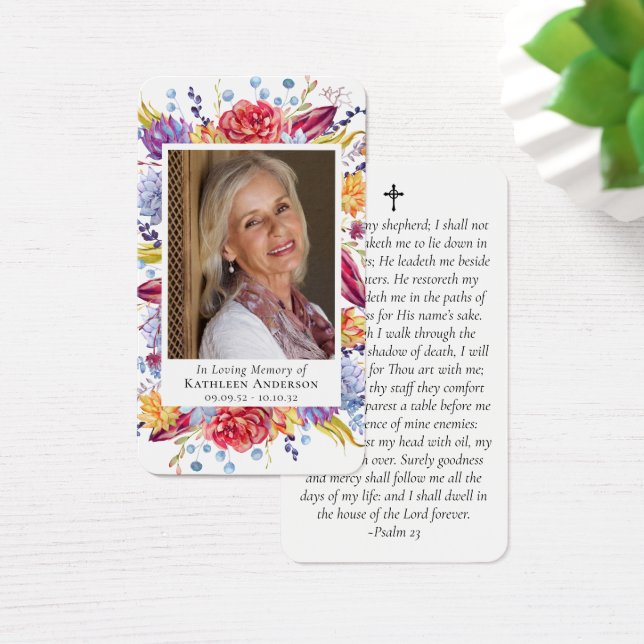 Succulents Photo Memorial Prayer Card (Desk)