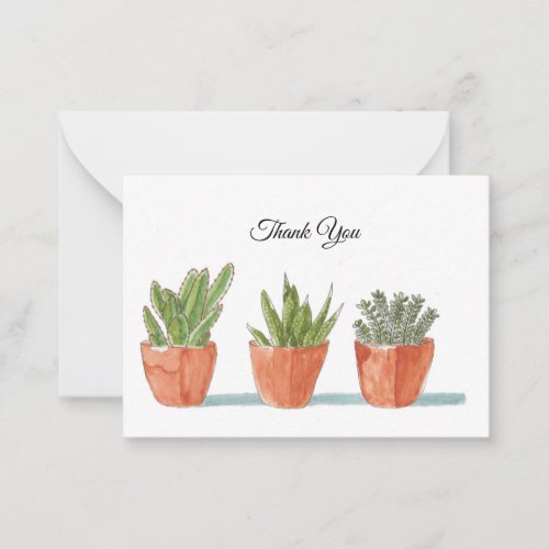 Succulents Plants Potted Thank You Cards