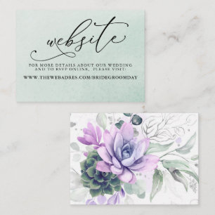 Succulents Purple Greenery Wedding Website Card