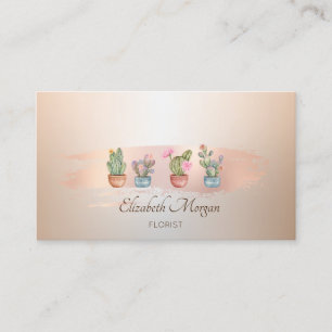 Succulents Rose Gold Brush Stroke Bakery Business Card